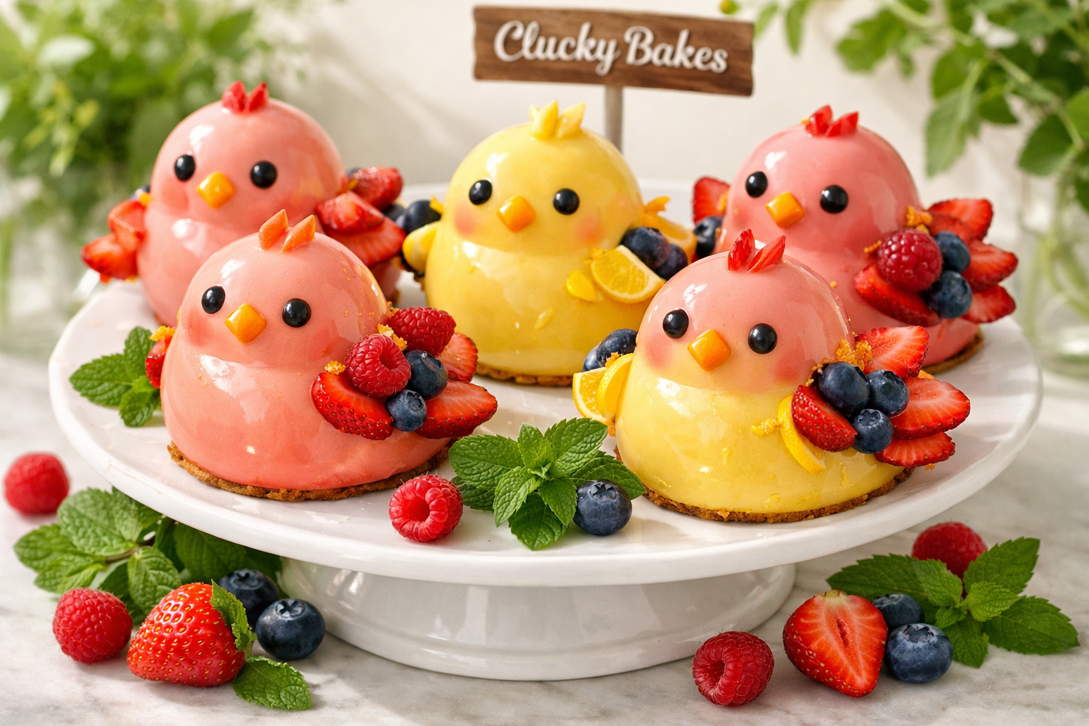 Fruity Chicks - Berry and citrus flavored chicken pastries