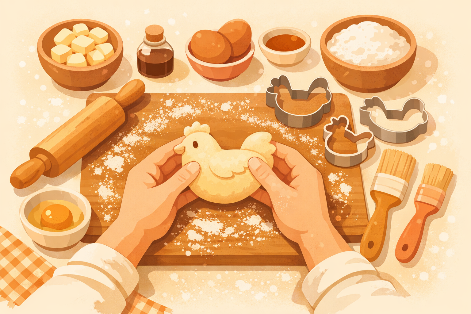 Fresh pastries baking in oven