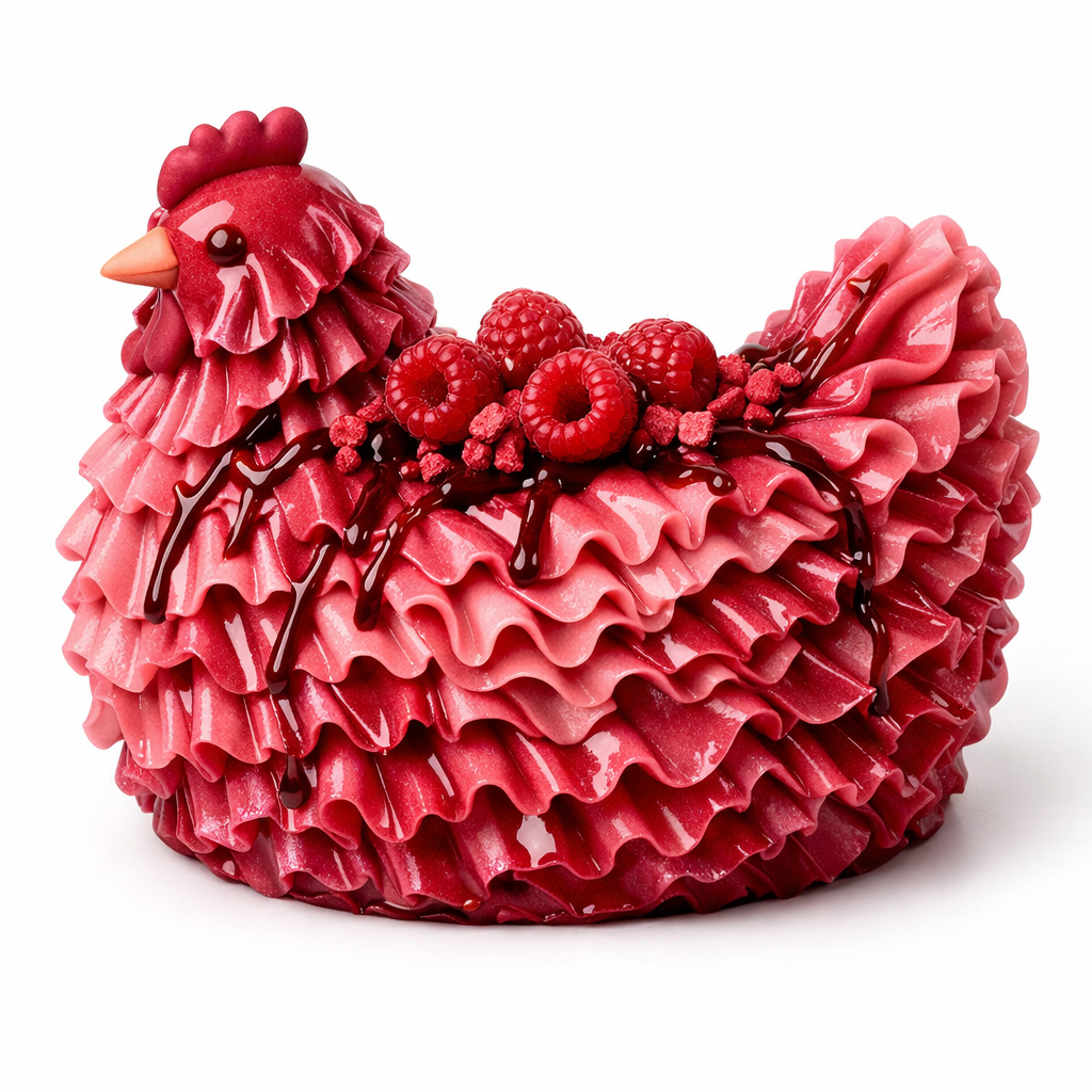 Raspberry Ruffle Hen pastry